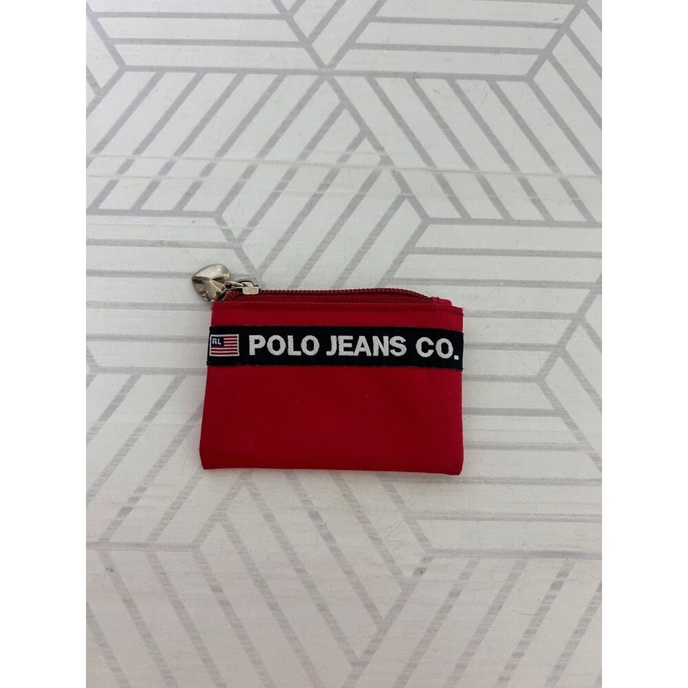 Vintage Polo Jeans Small Purse Coin Pouch Keychain Red Ralph Lauren‎ RL